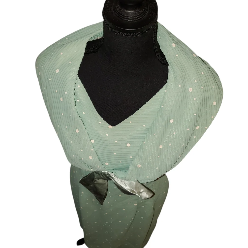 Chic Seafoam Green vintage size 18 Polka Dot Midi Dress - Picture 10 of 12